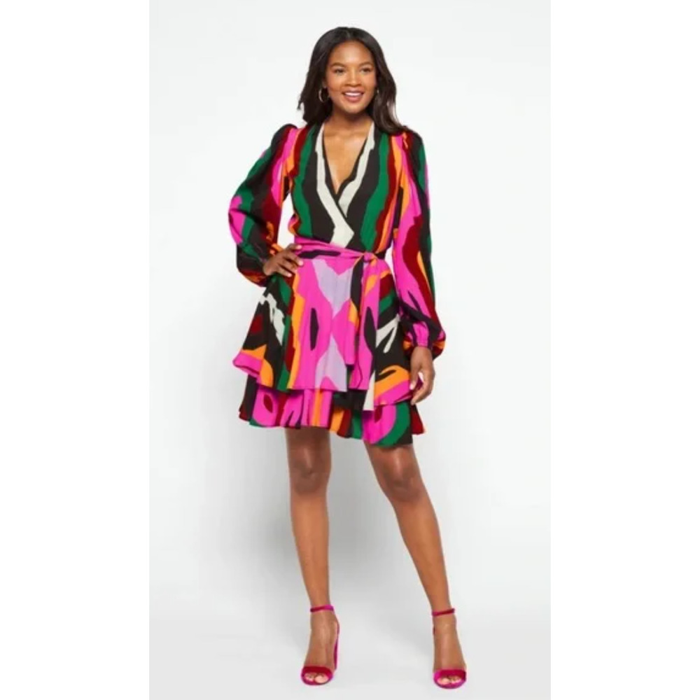 Megan Renee Tabitha Double Ruffle Mini Dress Size Large